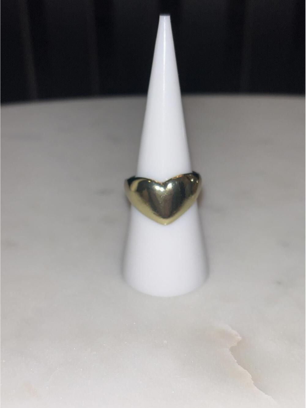 Gold Tone Heart Shaped Adjustable Ring SIZE 7